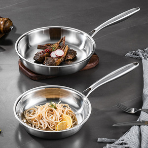 Sartén Antiadherente de Fondo Plano de Acero Inoxidable 304 con Tapa de Vidrio, Compatible con Inducción de Gas, <span class=keywords><strong>para</strong></span> Huevos, Filetes, Wok - Product Image 1