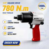 Clé à chocs pneumatique à double marteau OBBL 7289 1/2 pouce, 660 Nm, haute performance, capacité de boulon M16, 8000 tr/min, réparation automobile, démontage de pneus