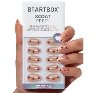 Faux Ongles Printemps-Été en Gros, Courts, Forme Amande, Design Cœur 3D, Mignons, Nude Glaçé, Saint-Valentin, à Coller - Product Image 1