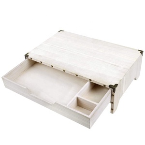 Support d'écran en bois <span class=keywords><strong>pas</strong></span> <span class=keywords><strong>cher</strong></span> avec tiroir, rehausseur et protection d'angle en métal - Product Image 4