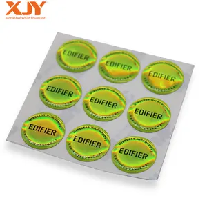 XJY Adhesive Die Cut Holographic Embossed Waterproof Logo Stickers Gel 3D Resin Dome Epoxy Stickers