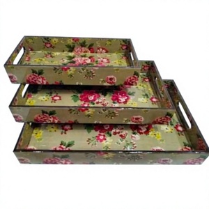 ชุดถาดไม้เคลือบผง MDF จาก B.S International - เป็นมิตรกับสิ่งแวดล้อม ใช้กับไมโครเวฟและเครื่องล้างจานได้ ลายเรียบ/ลายดอกไม้/ลายการ์ตูน สำหรับใช้ในบ้าน - Product Image 5