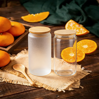 Entrepôt USA – Nouveauté : Bouteilles et verres en verre borosilicate transparent givré de 16 oz et 20 oz pour sublimation, avec couvercle en bambou et pailles