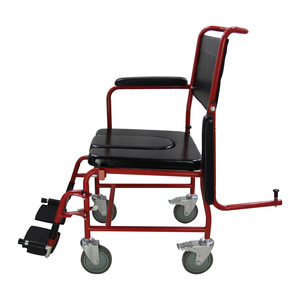Wheeled <b>Commode</b> <b>Chair</b> With U Shaped Seat Plate Gray Square Bucket For Hospital And Home Use - Product Image 1