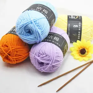 50G/Bóng 4 Lớp Sợi Dệt Kim Mềm Mại Cho Em Bé 90 Màu Sợi Cotton Sữa Dày Để Đan Móc