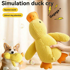 Fabrika sevimli 3 boyutu Pet köpek peluş gıcırtılı yumuşak sarı oyuncak ördek gıcırtılı çevre dostu köpek çiğnemek oyuncak ördek şekli Pet çiğnemek oyuncak köpek için - Product Image 2