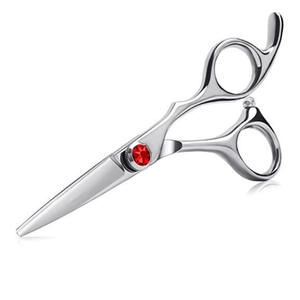 Ciseaux plats professionnels Inoue Kajo KO-6.0 de 4,5 pouces en acier inoxydable, tête droite, pierre précieuse rouge - Product Image 1