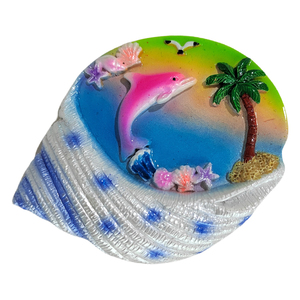 Imán de nevera ecológico con forma personalizada de concha oceánica, recuerdo turístico de vacaciones en Hawái, artesanía de resina para decoración del hogar - Product Image 2