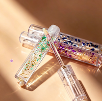 Rouge à lèvres liquide et gloss transparent - Logo personnalisé, fini mat avec motif floral minéral, résistant à l'eau et longue tenue