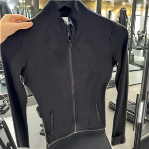 Women's Seamless Long Sleeve <b>Zip</b>-<b>up</b> Sports <b>Jacket</b> Comfortable Workout Wear in Solid Color Plus Size Available 1 Piece Wholesale - Product Image 2