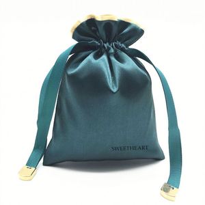 Simple <b>White</b> Satin <b>Evening</b> Gift Drawstring Pouch Silk Hair Garment Packaging <b>Bag</b> Custom logo - Product Image 6