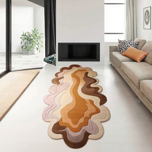 พรมปูพื้นขนสัตว์สีเบจสีน้ำตาลพรีเมี่ยมแบบพรีเมี่ยมที่ทันสมัยสำหรับห้องนั่งเล่นรับประทานอาหารห้องนอนตกแต่งบ้าน - Product Image 4