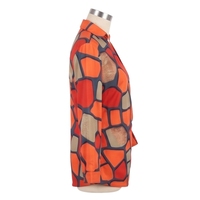 Chemisier Cache-Cœur Femme à Imprimé Géométrique Tissé avec Ceinture, Manches Longues, Col Chemise, en Polyester, Idéal Printemps-Été et Quotidien