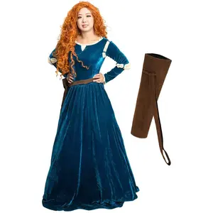 Most Popular Brave Merida Halloween Performance Cosplay Princess Costumes Renaissance Medieval Dress with Quiver