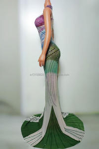 Cake Colored Full Diamond Sexy Tight Fitting Skirt With Buttocks and <strong>Fish</strong> Tail Runway Show Nightclub Bar Performance <strong>Costumes</strong> - Product Image 2
