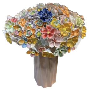 Jingdezhen cerámica ecológica alta calidad flor amasado a mano eterno decoración del hogar sala de estar artesanía Rosa peonía flor - Product Image 5