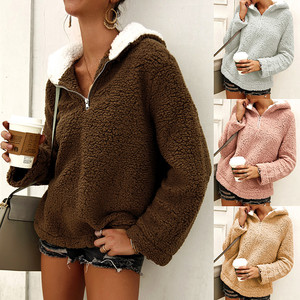 <strong>Women</strong> <strong>Sherpa</strong> <strong>Lined</strong> <strong>Hoodies</strong> Pullover Winter Fleece Fluffy Sweater Zipper Turtleneck Pullovers Sweatshirt Female Casual <strong>Hoodies</strong> - Product Image 2