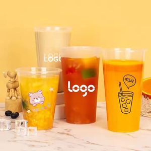 98Mm 14/16/<b>18</b>/24Oz Clear Plastic Coffee Beverage Cup With Cold Drinking Dome Flat Lid Pp Blister Strawless Straw - Product Image 3