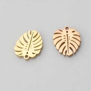 Colgantes de Acero Inoxidable Chapados en Oro con Forma de Hoja Hueca al por Mayor para Fabricación de Joyas - Product Image 2