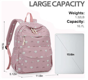 कस्टम प्यारा सौंदर्य प्लश बुकबैग कैजुअल डलर लड़कियों के लड़कों गुलाबी बिल्ली काले मुर्गा कॉर्डडरॉय बच्चों बैकपैक - Product Image 2