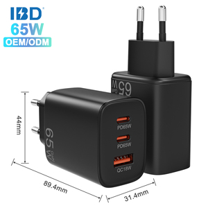 อะแดปเตอร์ชาร์จเร็ว IBD <span class=keywords><strong>65W</strong></span> GaN 3 พอร์ต USB C PD สำหรับแล็ปท็อป MacBook iPhone <span class=keywords><strong>Samsung</strong></span> ได้รับมาตรฐาน CE FCC RoHS - Product Image 6