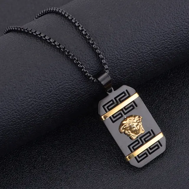 custom 316 Stainless Steel mens Jewelry black IP plated christian Hip Hop men Pendant Necklace