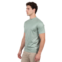 Livraison rapide T-shirt décontracté pour homme en coton soyeux, couleur unie, version classique, col rond, manches courtes, très vendu en Europe