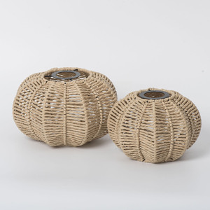 Pantalla de lámpara de cuerda de papel tejida a mano, redonda, ecológica, estilo rústico, para B&B, restaurantes, salones de té, hoteles, posadas, bares, creativa - Product Image 5