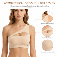 Soutien-gorge asymétrique à une épaule large, sans couture, en soie glacée respirante, coupe avant échancrée, bonnet 3/4