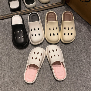 Lady Unisex Summer <b>Flat</b> <b>Sandals</b> Closed Toe EVA Breathable PVC Lining Fashion Trend Solid Color Casual Outdoor Wear - Product Image 1