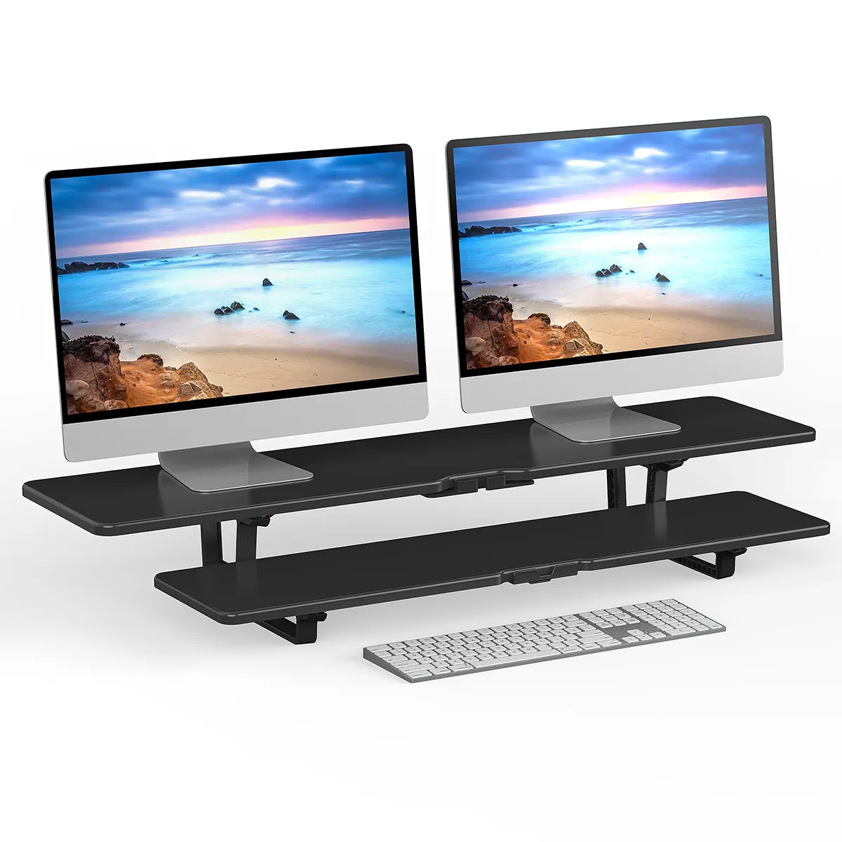 Factory Wholesale 2 Tiers Laptop Computer Monitor Riser Long White Dual Monitor Riser for PC Screen
