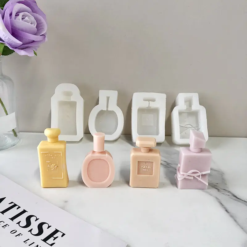 Cetakan Lilin Silikon Aromaterapi Bentuk Botol Parfum, Perlengkapan Pembuatan Lilin Besar DIY Dekorasi Parfum