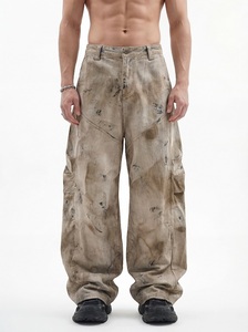 Pantalon de travail droit pour homme en coton 100% de haute qualité, personnalisé, teint uni, taille élastique, motif camouflage Real Tree, coupe parachute empilée - Product Image 5