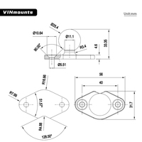 Base de montage diamantée en alliage d'aluminium de 1 pouce Compatible avec RAM Mount B Taille 1 "Ball Double Socket Arm VIN-C-014