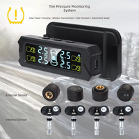 Sistema de Control de Presión de Neumáticos (TPMS) Inalámbrico con Pantalla LCD Solar, Sin Programación, Emparejamiento Rápido, Ajuste de Visibilidad, Sensor Universal para Automóvil
