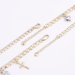 Yeni varış mükemmel katolik hediyeler Oro Laminado Pulsera baykuş kaplumbağa bilezikler 14K altın gül rodyum üç renkli haçlı bilezik - Product Image 3