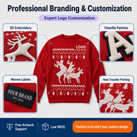 Pull en tricot d'hiver personnalisé ODM/OEM, motif de Noël, ensemble premium épais, respirant et anti-plis