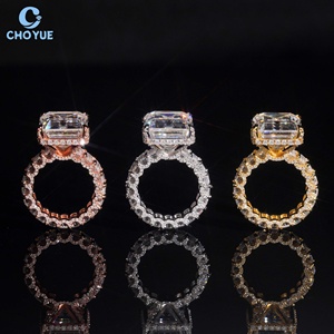 Gold Plated Moissanite Fully Band Iced Out Solid Sterling <b>Silver</b> 925 Hip Hop Jewelry VVS <b>Emerald</b> Moissanite Diamond Band <b>Ring</b> - Product Image 5