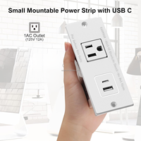 Multiprise encastrable pour bureau avec ports AC, USB-A et USB-C, prise de courant encastrée pour mobilier de bureau