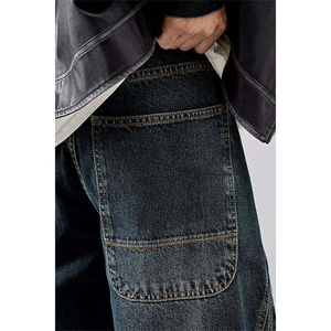 European and American Fashion Denim Street Custom <b>Jeans</b> Washed Distressed Stitching Baggy <b>Jeans</b> <b>Men</b> Vintage Hip-hop <b>Jeans</b> <b>Men</b> - Product Image 2