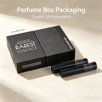 Boîte cadeau rigide de luxe noire écologique en carton pour échantillons de parfum, flacons de parfum de voyage et exposition
