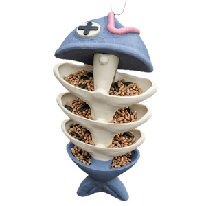 Mangeoire à oiseaux fantaisie en résine en forme d'arête de poisson - Ornement de jardin suspendu avec plateau à graines pour la décoration de la cour et <span class=keywords><strong>du</strong></span> patio - Product Image 5