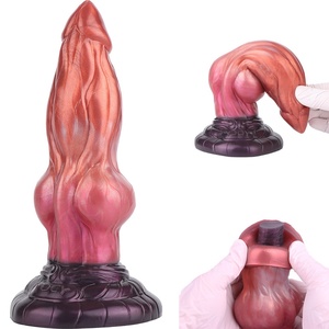 YOCY Dual Layer Silicone Dog <b>Dildo</b> with Suction Cup Soft Skin Hard Core <b>Dildo</b> Artificial Animal Penis Dog <b>Dildo</b> for Women Men - Product Image 1