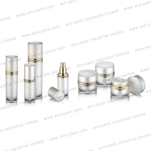 30ml 50ml 100ml 120ml cosmetic luxury round plastic acrylic elegant airless pump lotion bottle set and cream jar