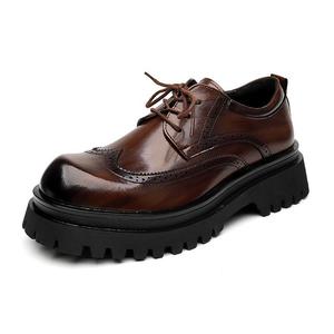 Chaussures Derby classiques noires pour hommes, à lacets, plateforme, semelle épaisse, robustes, antidérapantes, pour le travail et les activités de plein air - Product Image 2