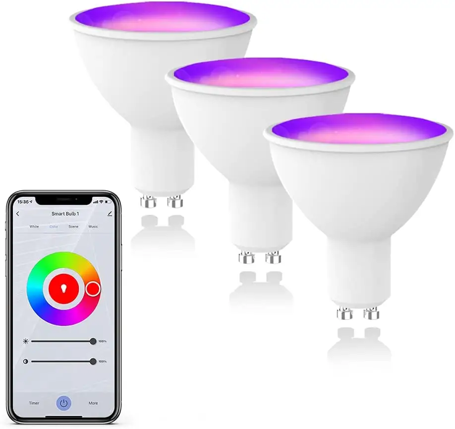Ampoule LED intelligente WIFI Alexa Google Home, lampe encastrée, Mini Spot RGB, couleur TUYA, application WIFI, GU10
