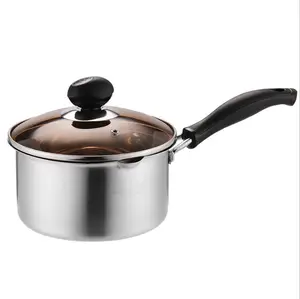 Hot Koop 16Cm Rvs Pannen Potten En Keuken Steelpan Inductie Base Handvat Saus Pan Deksel Melk Pot