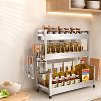Étagère de rangement pour épices en acier inoxydable avec planche à découper, porte-couteaux et porte-baguettes pour l'organisation du comptoir de cuisine