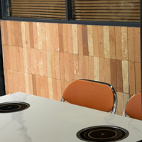 Carreaux muraux modernes en terre cuite faits à la main, en argile rouge recyclée, mince placage de briques pour revêtement de façade de salle, café, restaurant, bar