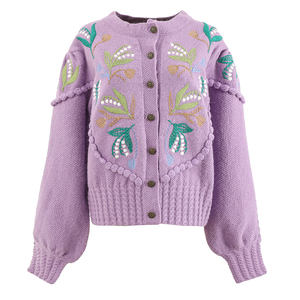 Maglione lavorato a <span class=keywords><strong>maglia</strong></span> con motivo ricamato a mano invernale da <span class=keywords><strong>donna</strong></span> maglione Cardigan lavorato a <span class=keywords><strong>maglia</strong></span> dolce profumata in <span class=keywords><strong>pizzo</strong></span> intrecciato - Product Image 1